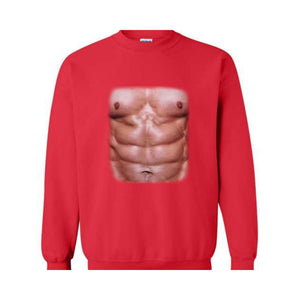 Chest Six Pack Muscles Sweatshirt, Bodybuilder , Funny Gym , Present Dad , Workout , Fitness Lover