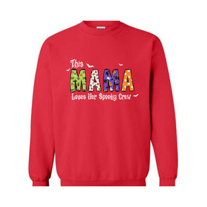 This Mama Loves Her Spooky Crew Sleeve Sweatshirt, Custom Ghost Kids, Personalized Halloween Sweatshirt, Halloween Mama Gift, Spooky Season