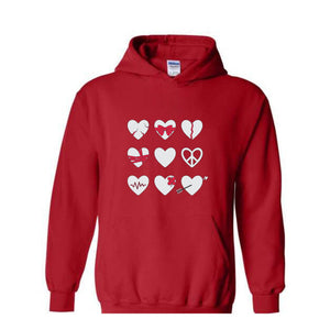 Womens Valentines Hearts Hoodie, Valentine Hoodie, Hearts Valentine Gift, Valentine Sweatshirt, Valentines Day Sweatshirt,