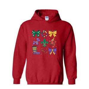 Coquette Mardi Gras Sweatshirt, Bow Mardi Gras Sweatshirt, Mardi Gras Hoodie, Ribbon Mardi Hoodie, Mardi Hoodie