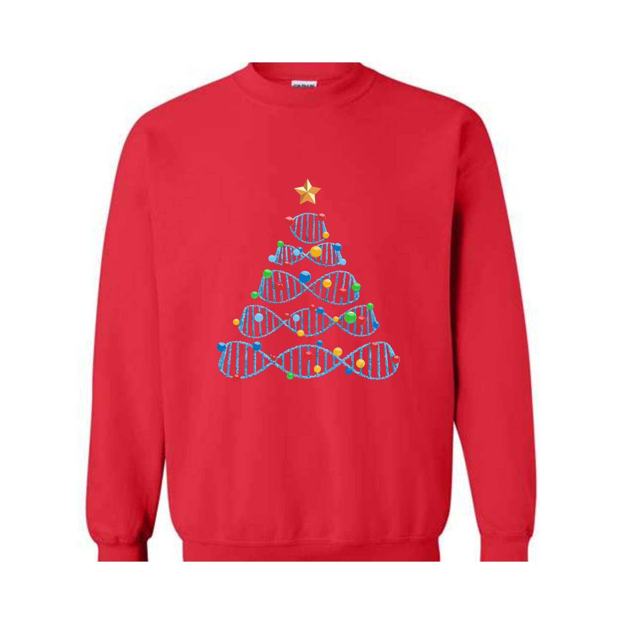 DNA Christmas Tree Sweatshirt, Science Puns Chemistry Gift