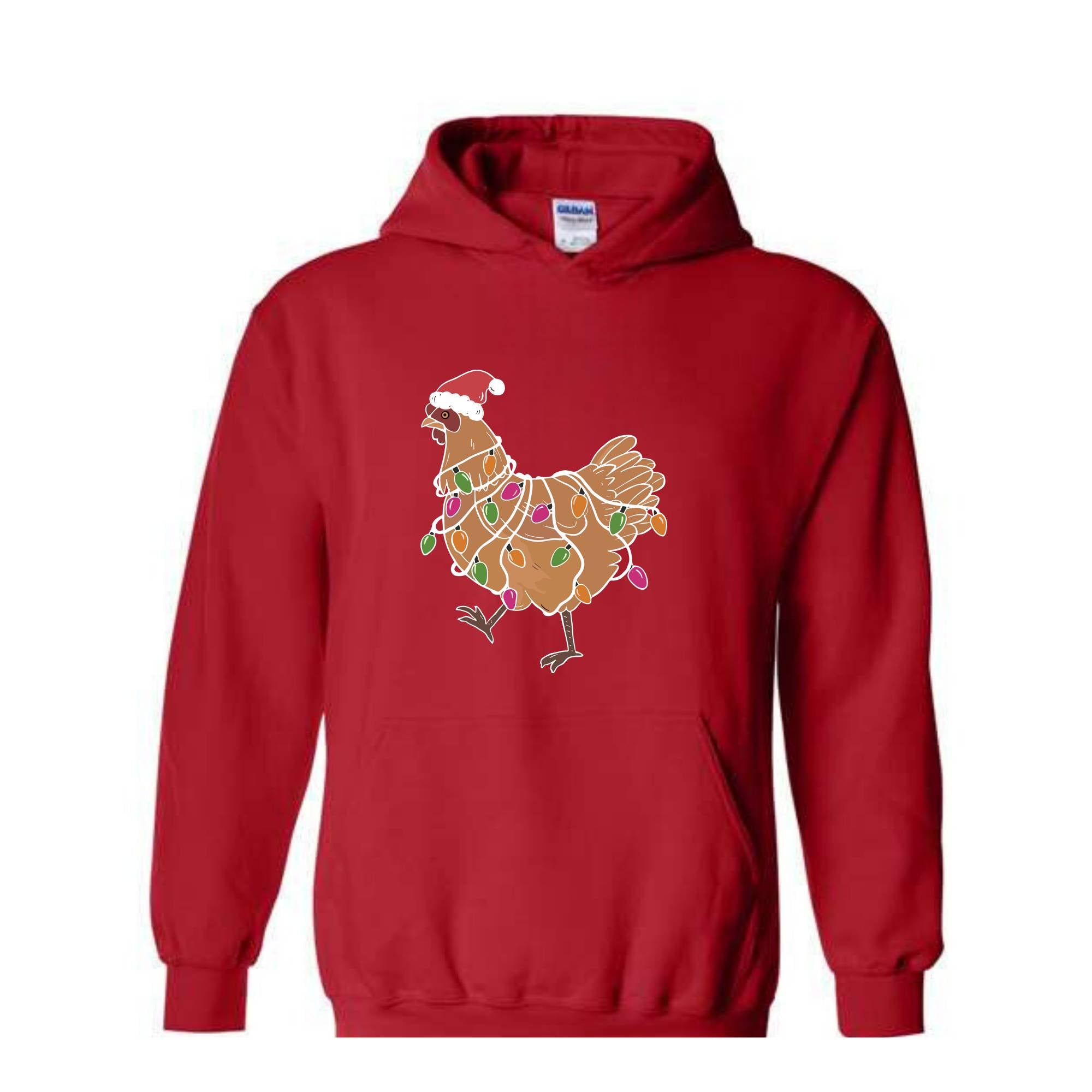 Chicken Christmas Lights Sweatshirt, Animal Christmas Sweatshirt, Farm Christmas Sweatshirt, Funny Chicken Lover, Women Chicken Hoodie