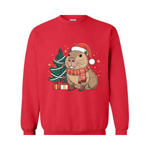 Capybara Christmas Sweatshirt, Gift for Capybara, Capybara Lover Hoodie, Funny Capybara Hoodie, Christmas Jumper Hoodie