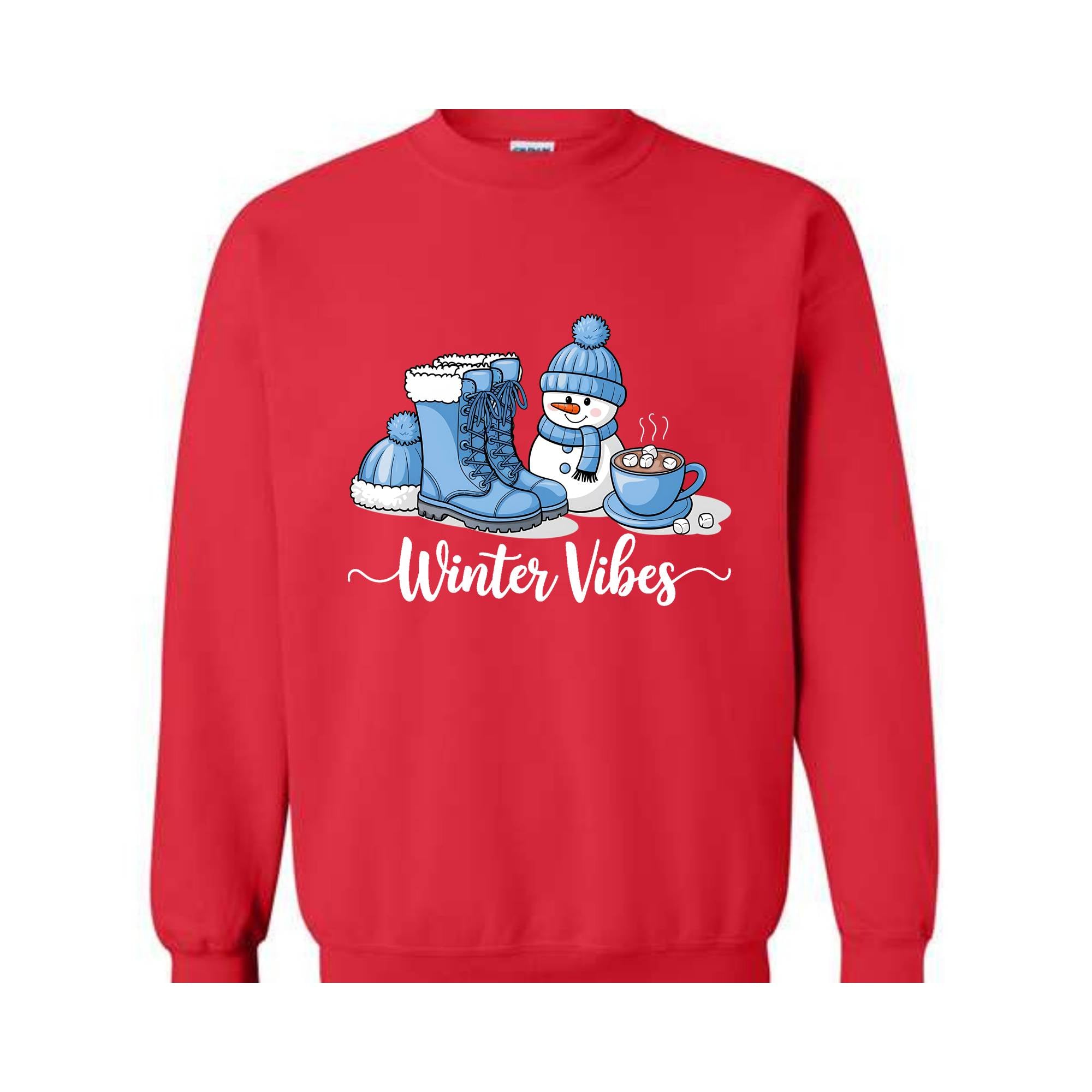 Winter Vibes Sweatshirt, Cute Winter Sweater, Holiday Sweatshirt, Winter Clothing, Coffee Lover Gift, Cute Snow Sweatshirt