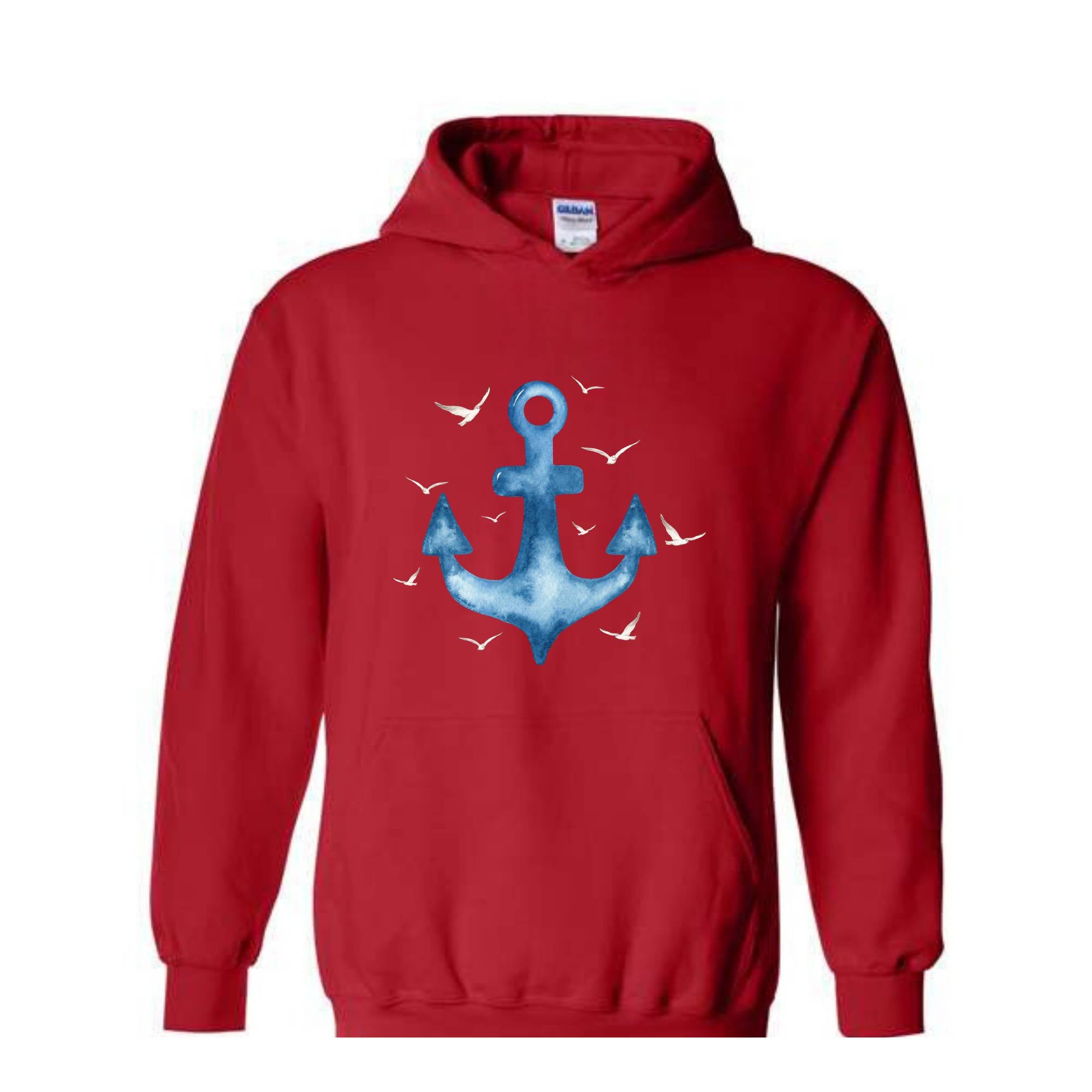 Anchor Sweatshirt, Anchor Birds Sweatshirt, Nautical Hoodie, Beach Sweatshirt, Summer Lover Tee, Captain Sweatshirt, Sailor Sweatshirt