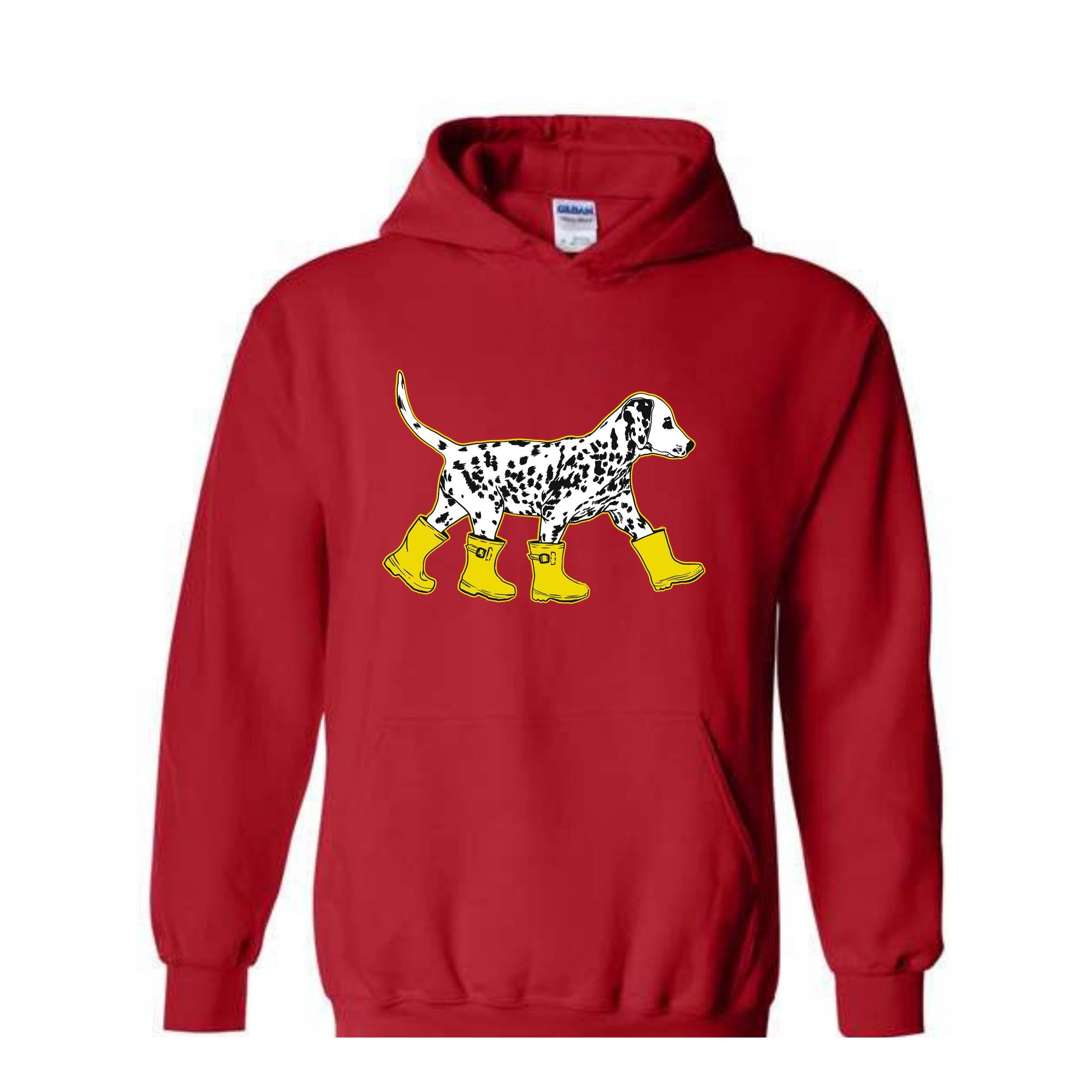 Dog in Boots Sweatshirt, Cute Dalmation Dog Hoodie, Dog Lover Hoodie, Winter Dog Sweater, Dalmation Dog Hoodie, Dog Lover Hoodie