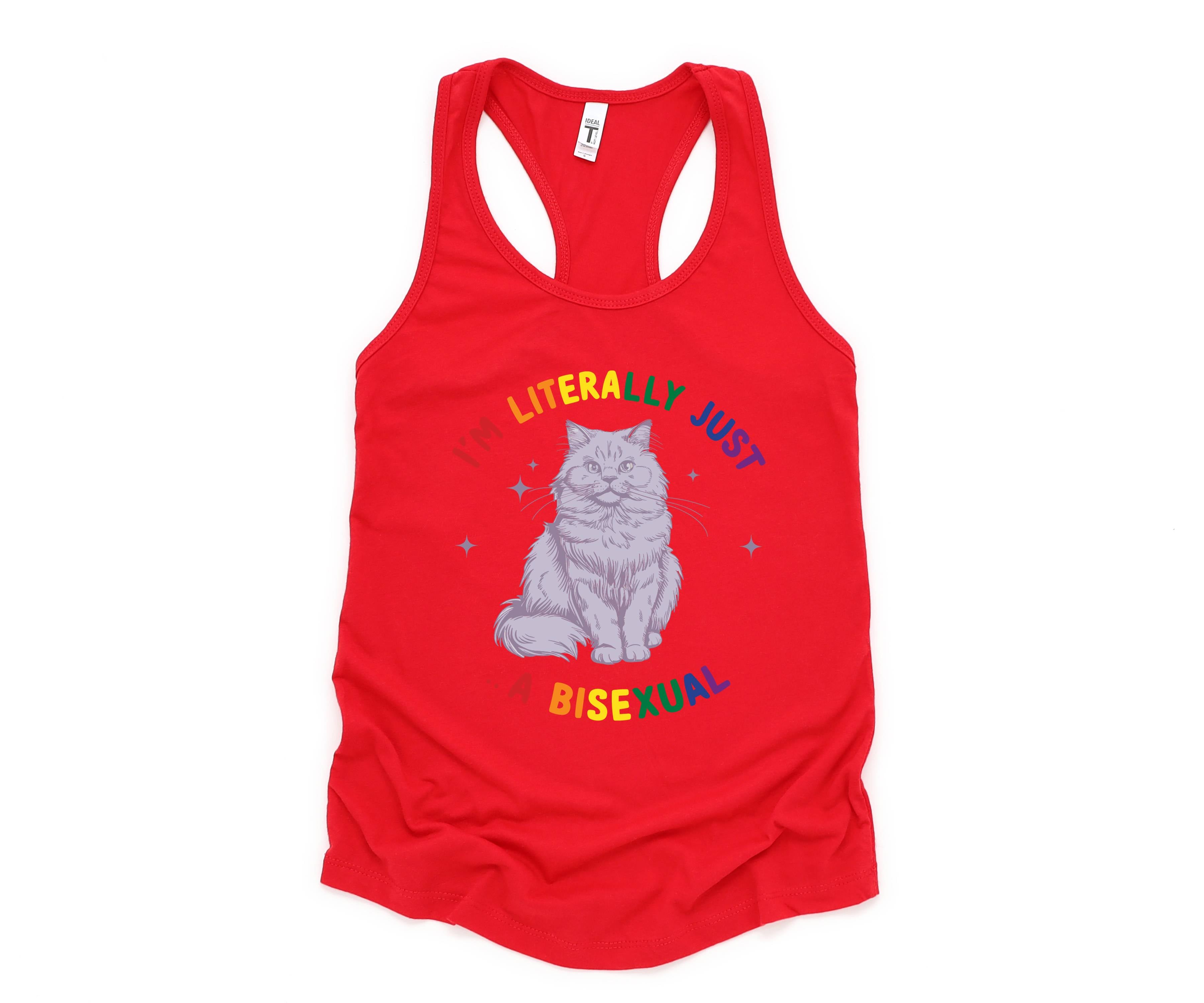 Funny I'm literally just a bisexual Queer Tank, Bi pride Tank, Bisexual Tank, Funny Cat Tank, Pride Tank, Queer Tank, Cat Owner Gift