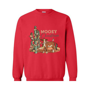 Mooey Christmas Sweatshirt, Western Christmas Sweater, Cowboy Christmas Sweatshirt, Country Christmas