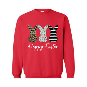 Happy Easter Sweatshirt, Leopard Bunny Sweatshirt, Floral Bunny Hoodie, Happy Easter Hoodie, Easter Gifts