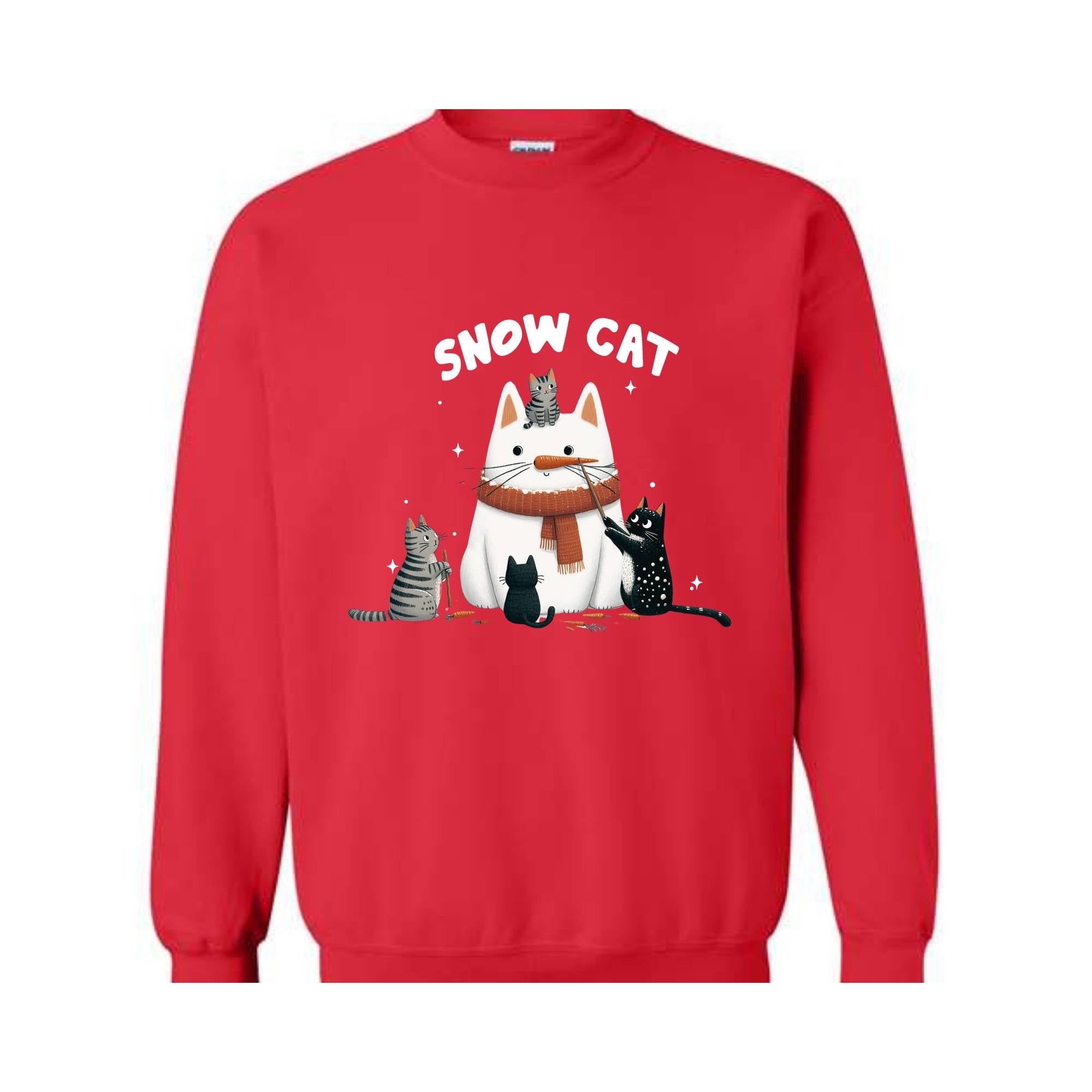 Snow Cat Sweatshirt, Meowy Christmas Sweater, Happy Cat Year Shirt, Cat Christmas Sweatshirt