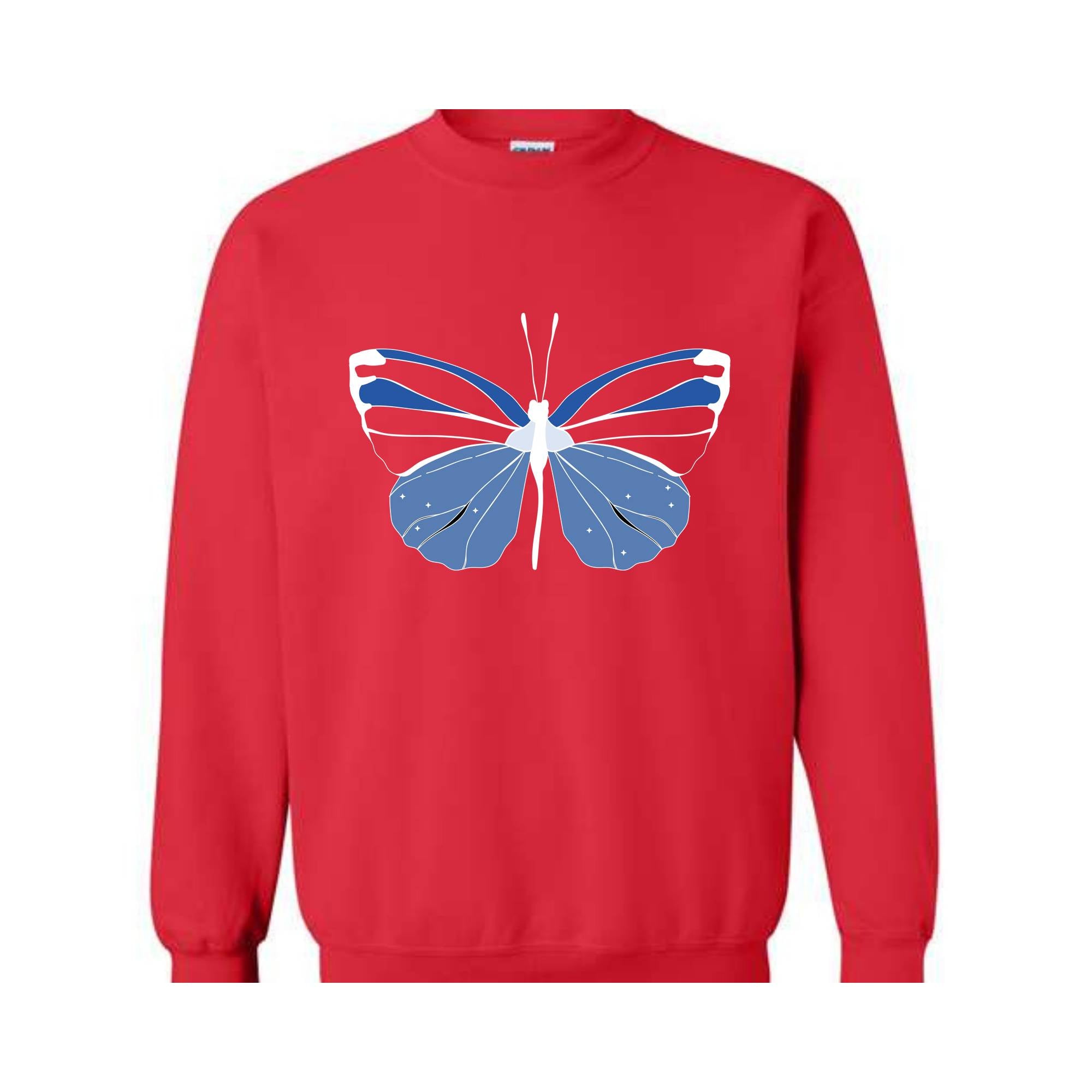 Blue Butterfly Sweatshirt, Butterfly Lover Sweatshirt, Butterfly Hoodie, Butterflies Sweater, Blue Lover Gift, Woman Butterfly Sweatshirt