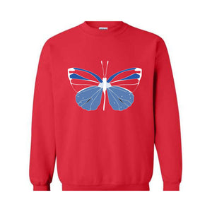 Blue Butterfly Sweatshirt, Butterfly Lover Sweatshirt, Butterfly Hoodie, Butterflies Sweater, Blue Lover Gift, Woman Butterfly Sweatshirt