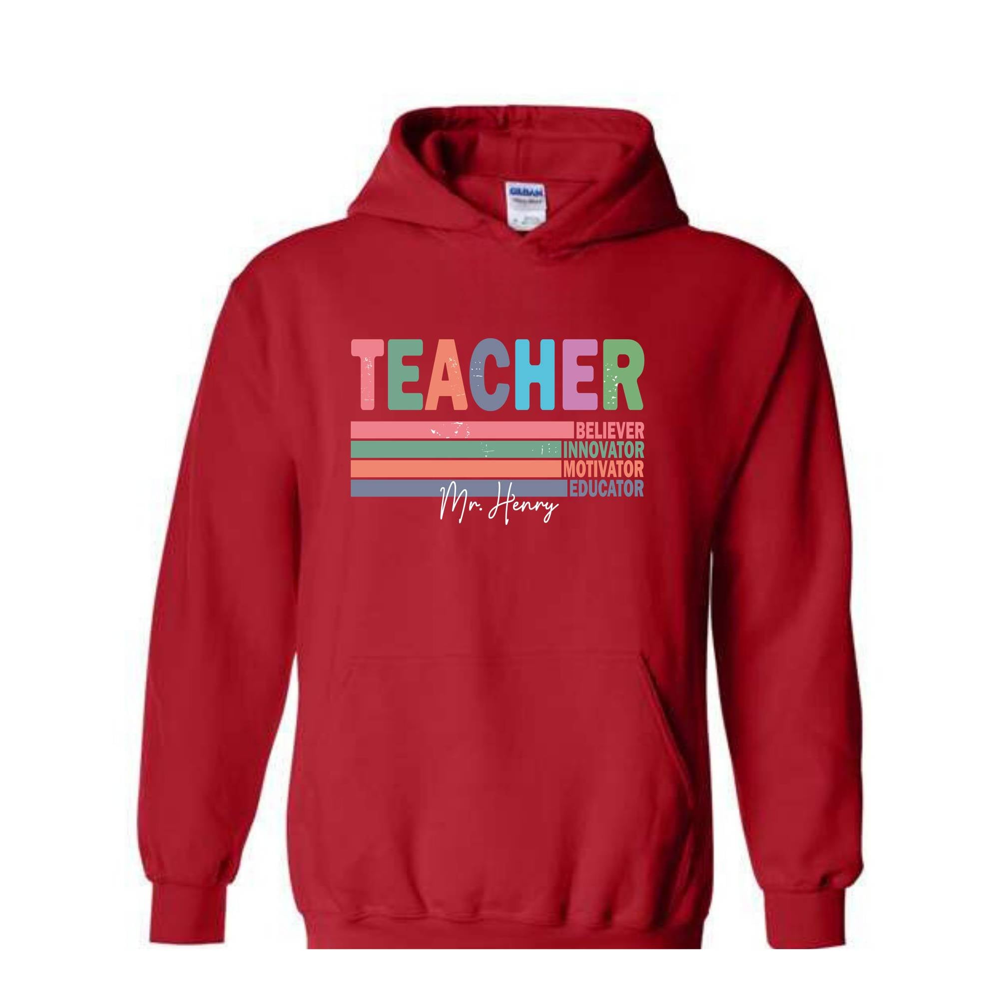 Custom Name Teacher Hoodie, Motivational Teacher Hoodie, Teacher Graduation Gift, Teacher Retirement Gift, Teacher Birthday Hoodie