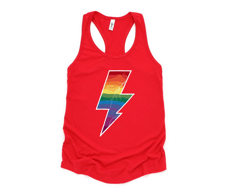 Lightning Bolt Tank Top, Gay Pride Shirt, Lesbian, Girl Power, Rainbow Shirt, LGBTQIA+ Tank, Pride Month Tank