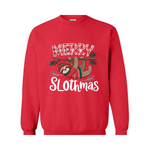 Merry Slothmas Sweatshirt, Trendy Christmas Hoodie, Funny Christmas Sweater, Sloth Lover Gift, Sloth Christmas Hoodie