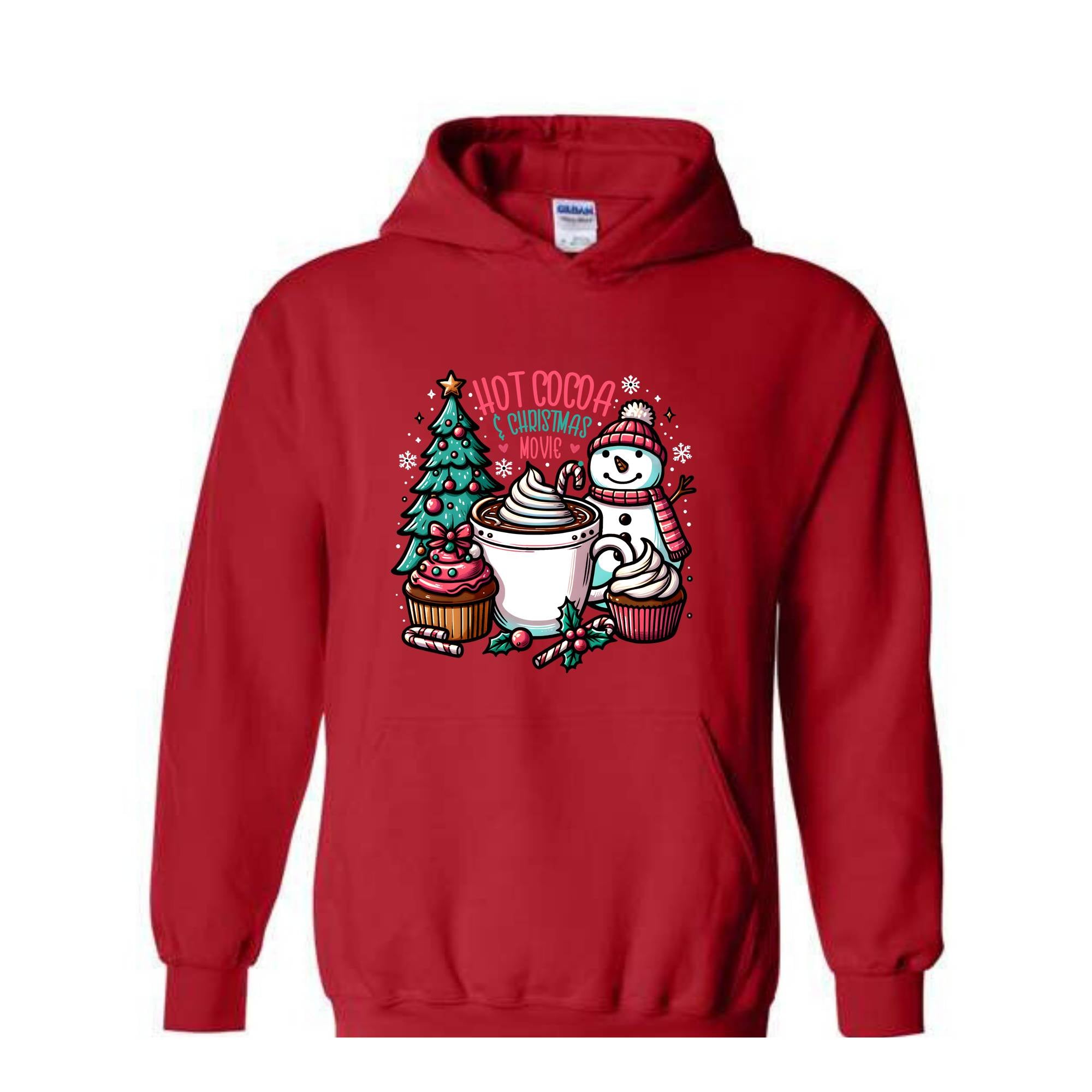 Hot Cocoa And Christmas Movie Sweatshirt, Christmas Sweatshirt, Hot Cocoa Sweatshirt, Christmas Gifts, Christmas Hoodie