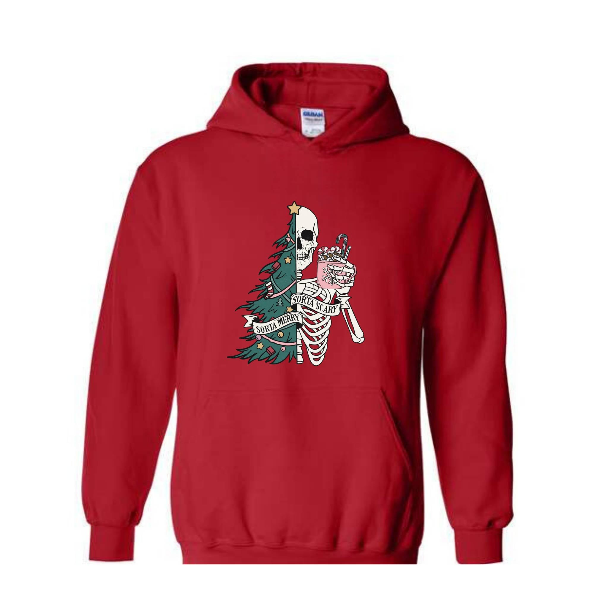 Sorta Scary Sorta Merry Sweatshirt, Christmas Skeleton Sweatshirt, Funny Christmas Sweatshirt, Holiday Sweater