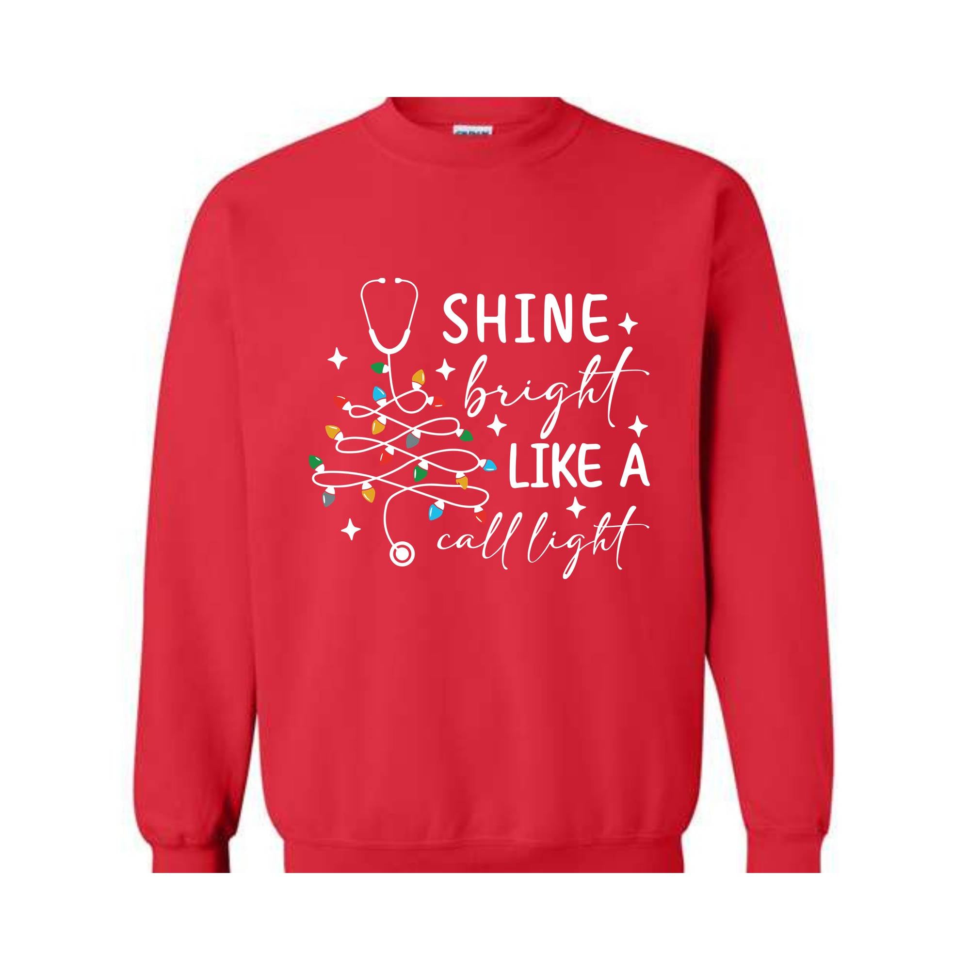 Shine Bright Like A Call Light Sweatshirt, Christmas Nurse Tree Hoodie, Christmas Gifts For Nurses, Christmas Sweater