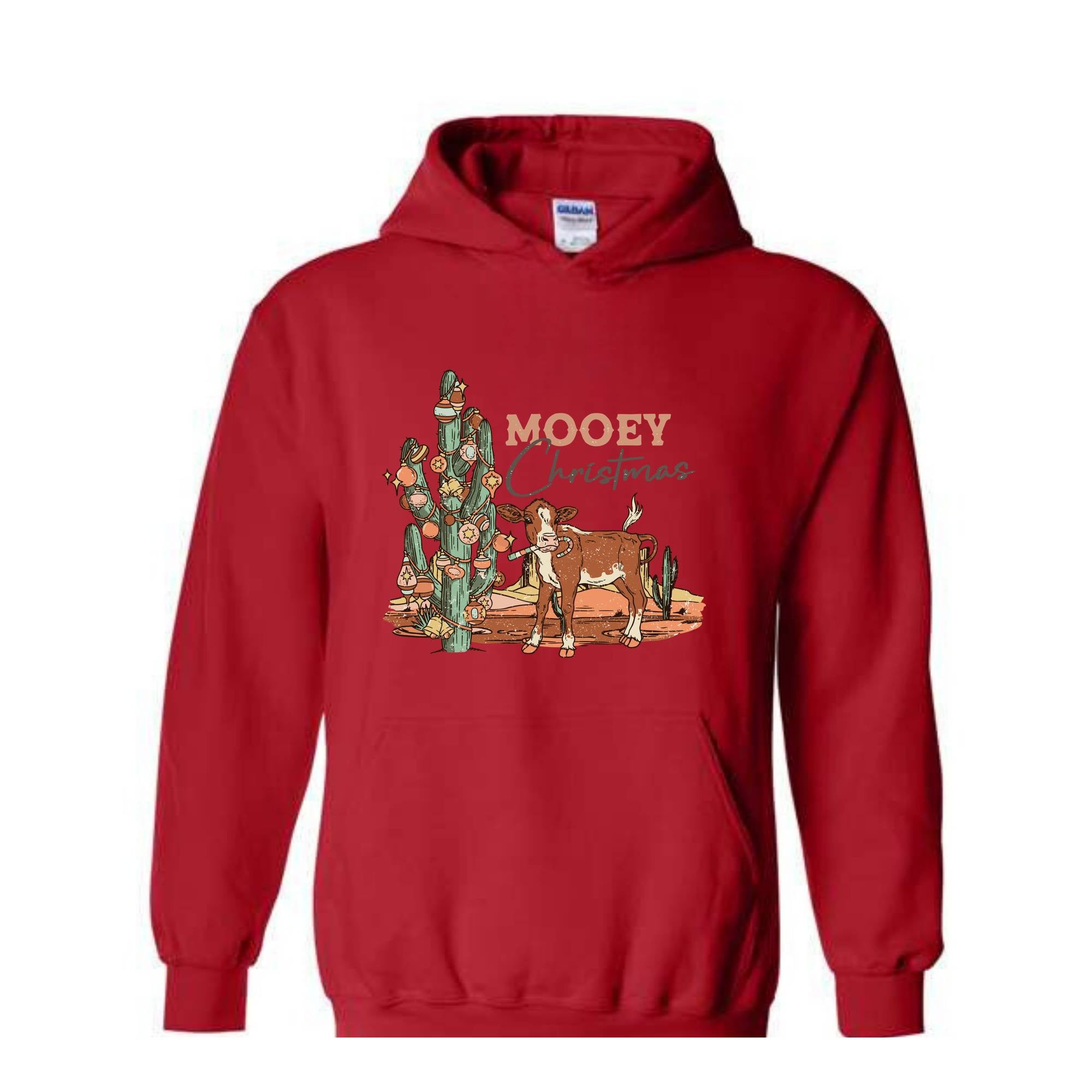 Mooey Christmas Hoodie, Western Christmas Sweater, Cowboy Christmas Hoodie, Country Christmas Hoodie