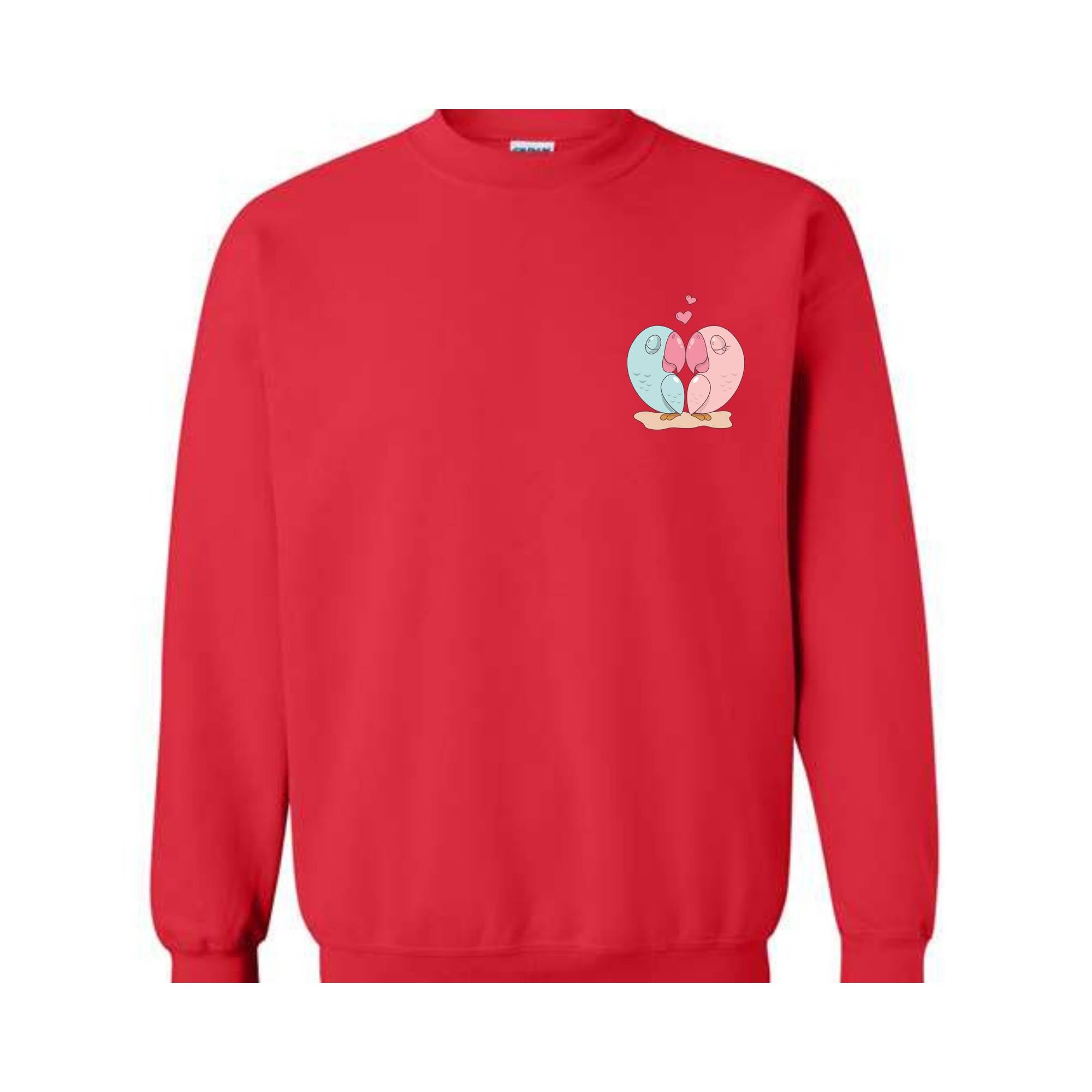 Parrot Heart Sweatshirt, Valentines Day Sweatshirt, Lover Sweatshirts, Parrot Sweatshirt, Matching Sweatshirts, Valentine Lover Gifts