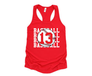 Personalized Baseball Tank, Baseball Racerback Tank Top, Custom Baseball Number Tank Top, Baseball Mom Racerback, Custom Baseball Mom Shirt