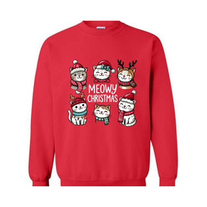 Cat Christmas Sweatshirt, Cat Lover Christmas Shirt, Meowy Christmas Shirt, Christmas Cat Mom Sweater, Catmas Gift for Christmas, Cat Shirts