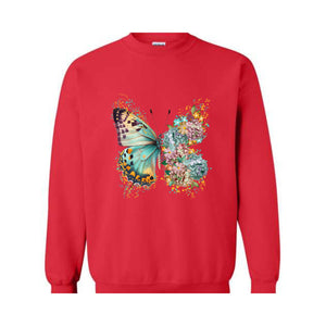 Floral Butterfly Sweatshirt, Hippie Butterfly Sweater, Butterfly Shirt, Butterfly Lover Gift, Boho Butterfly Hoodie, Antisocial Women Shirt