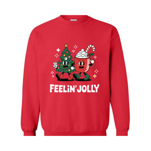 Feeling Jolly Christmas Sweatshirt, Retro Christmas Sweat, Christmas Mom Sweatshirt, Funny Christmas Tee