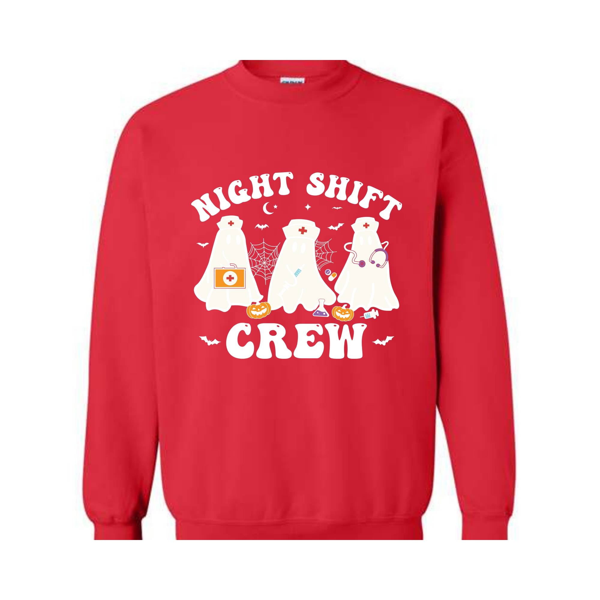 Night Shift Crew Sweatshirt, Halloween Nurse Sweat, Retro Spooky Nurse Sweater, Halloween Gifts For Registered Nurse