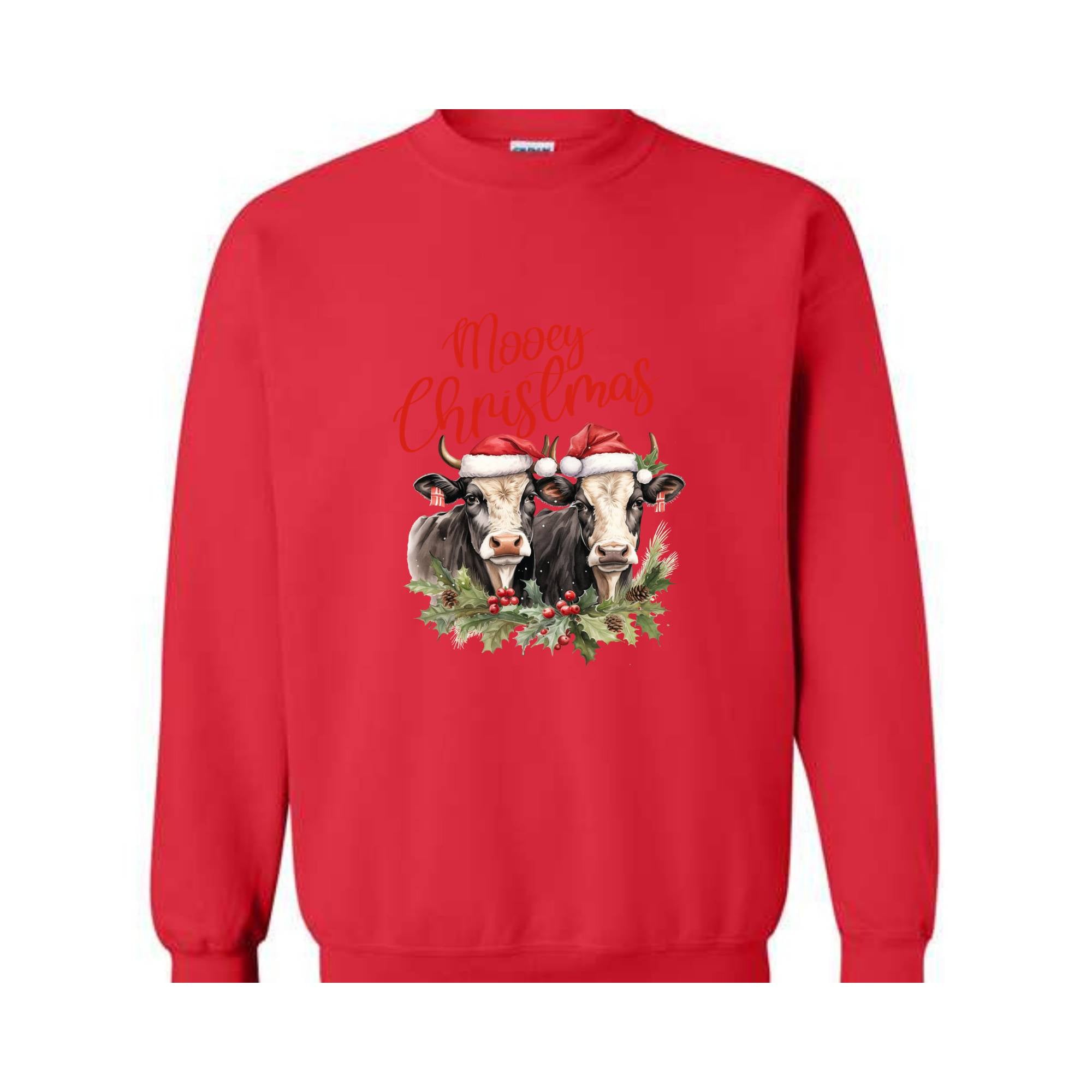 Mooey Christmas Sweatshirt, Christmas Sweatshirt, Christmas Gifts, Christmas Cow Sweatshirts, Christmas Animal Sweatshirt