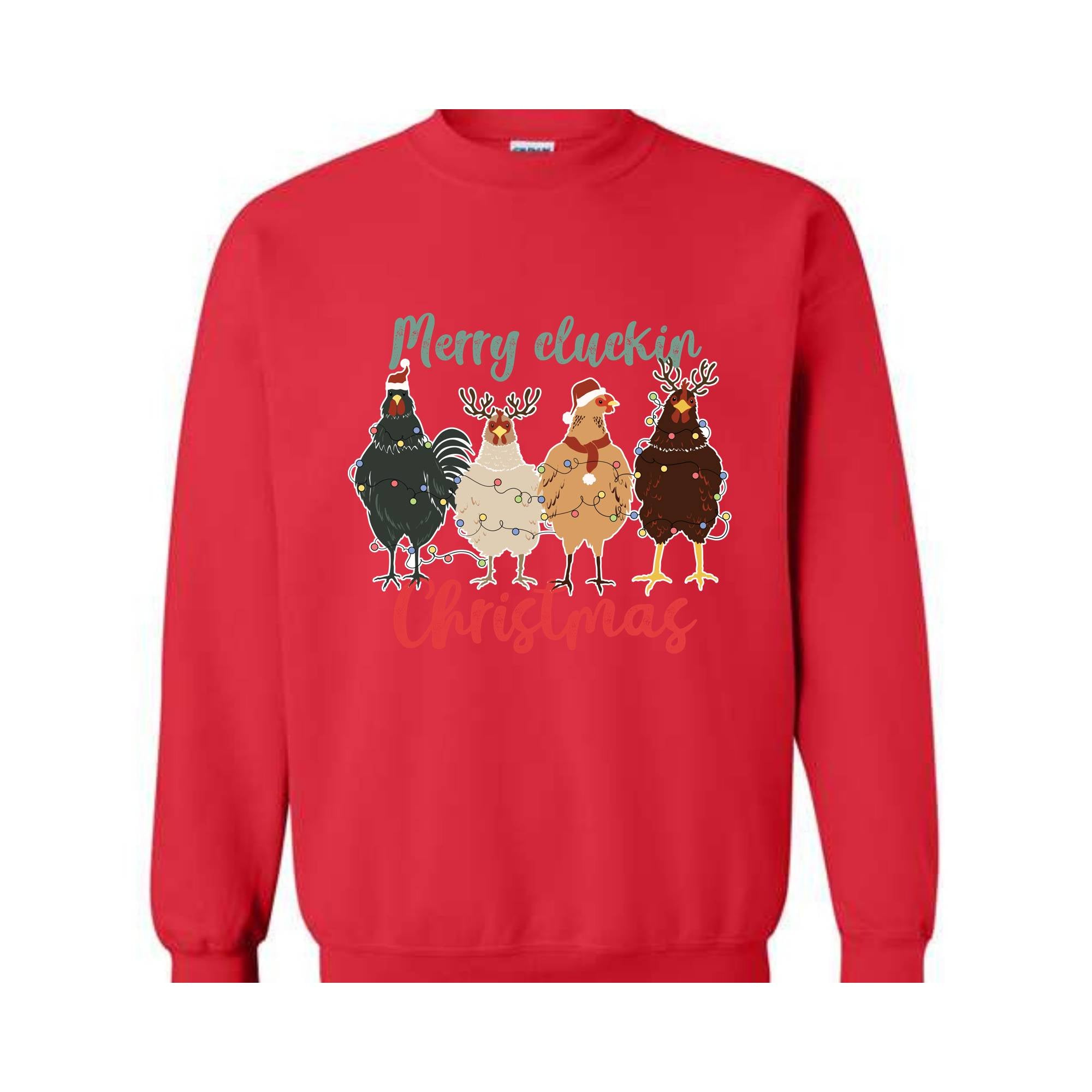 Merry Cluckin Christmas Sweatshirt, Chicken Christmas Sweatshirt, Christmas Farm Animals Sweatshirt, Christmas Sweatshirt, Xmas Sweatshirt