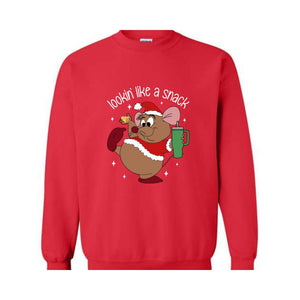 Lookin' Like A Snack Gus Christmas Sweatshirt, Funny Christmas Sweatshirt, Xmas Movie Sweater, Disneyland Christmas Sweatshirt