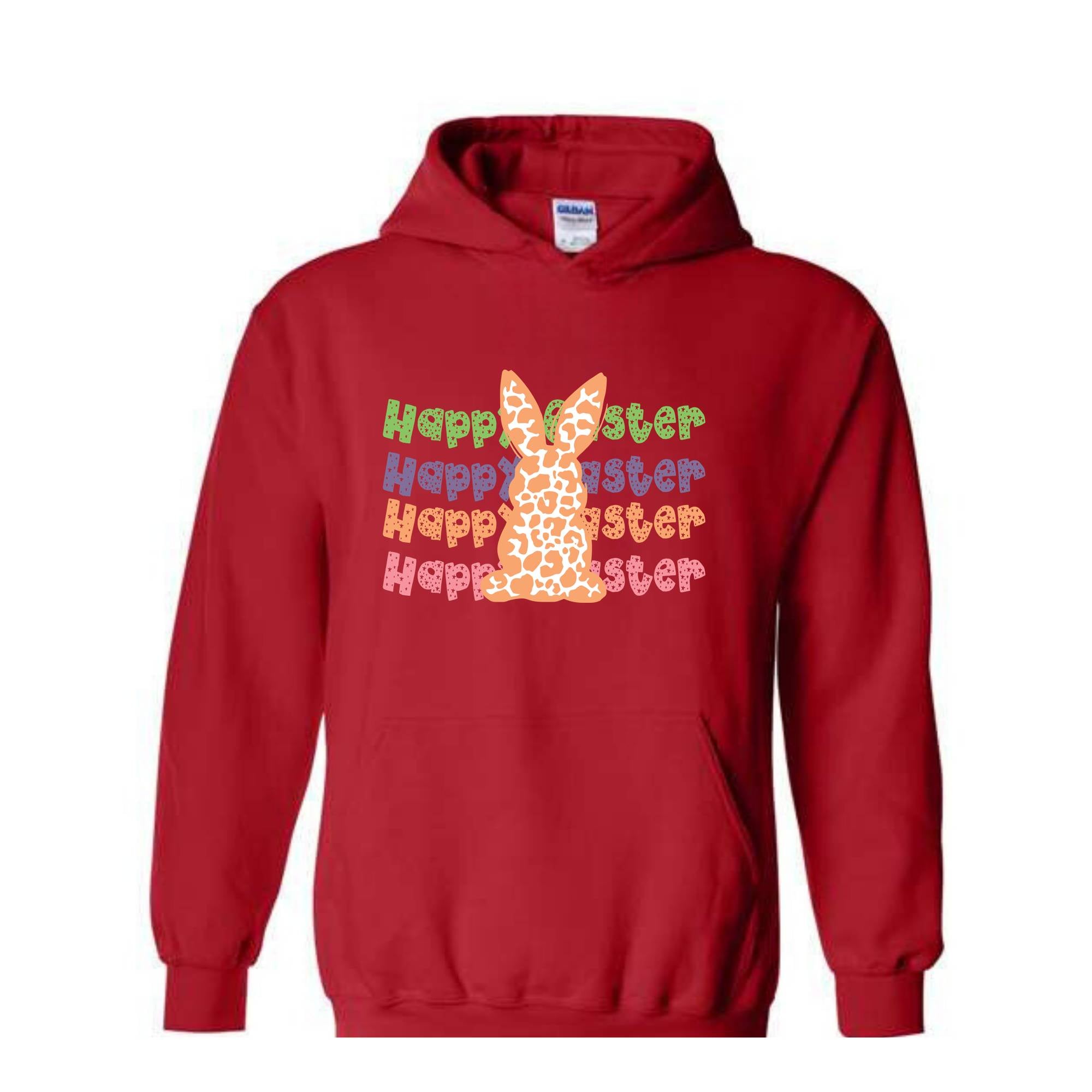 Happy Easter Leopard Print Bunny Hoodie, Easter Bunny Hoodie, Cute Bunny Cheetah Print Sweater, Easter Hoodie