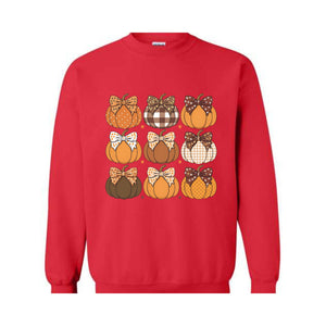 Retro Fall Sweatshirt, Coquette Bow Sweatshirt, Pumpkin Coquette Sweatshirt, Cute Autumn Sweatshirt, Fall Sweatshirt, Thanksgiving Sweater