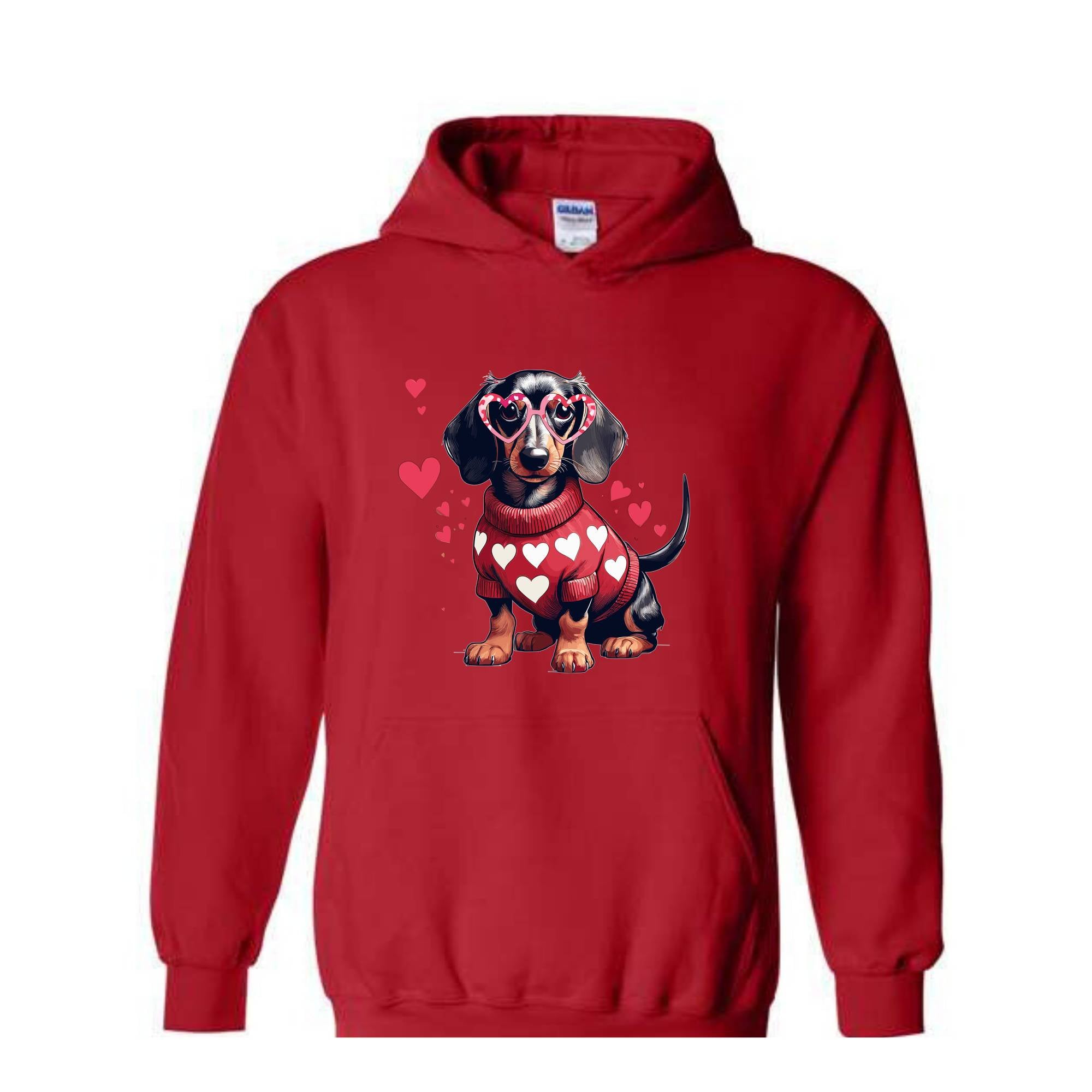 Valentine Dachshund Dog Sweatshirt, Valentine's Day Hoodie, Dog Mom Hoodie, Dachshund Valentines Hoodie, Dachshund Hoodie, Dachshund Mom