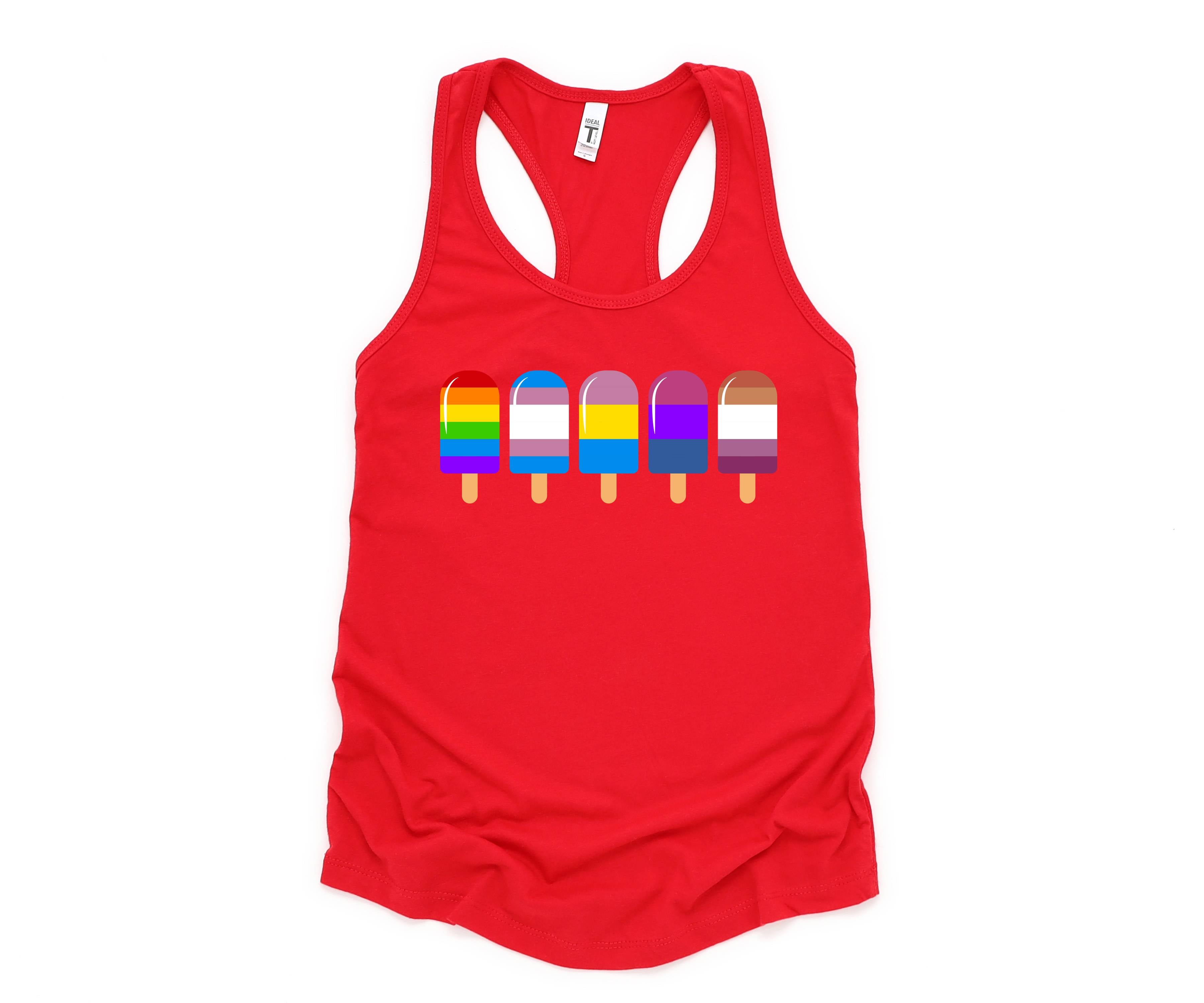 LGBTQIA+ Pride Ice Pops Tank Top, Lesbian Gifts, LGBTQ Clothing, Transgender Rainbow, Queer Shirt, Pride Rainbow Top, LGBT Tank Top