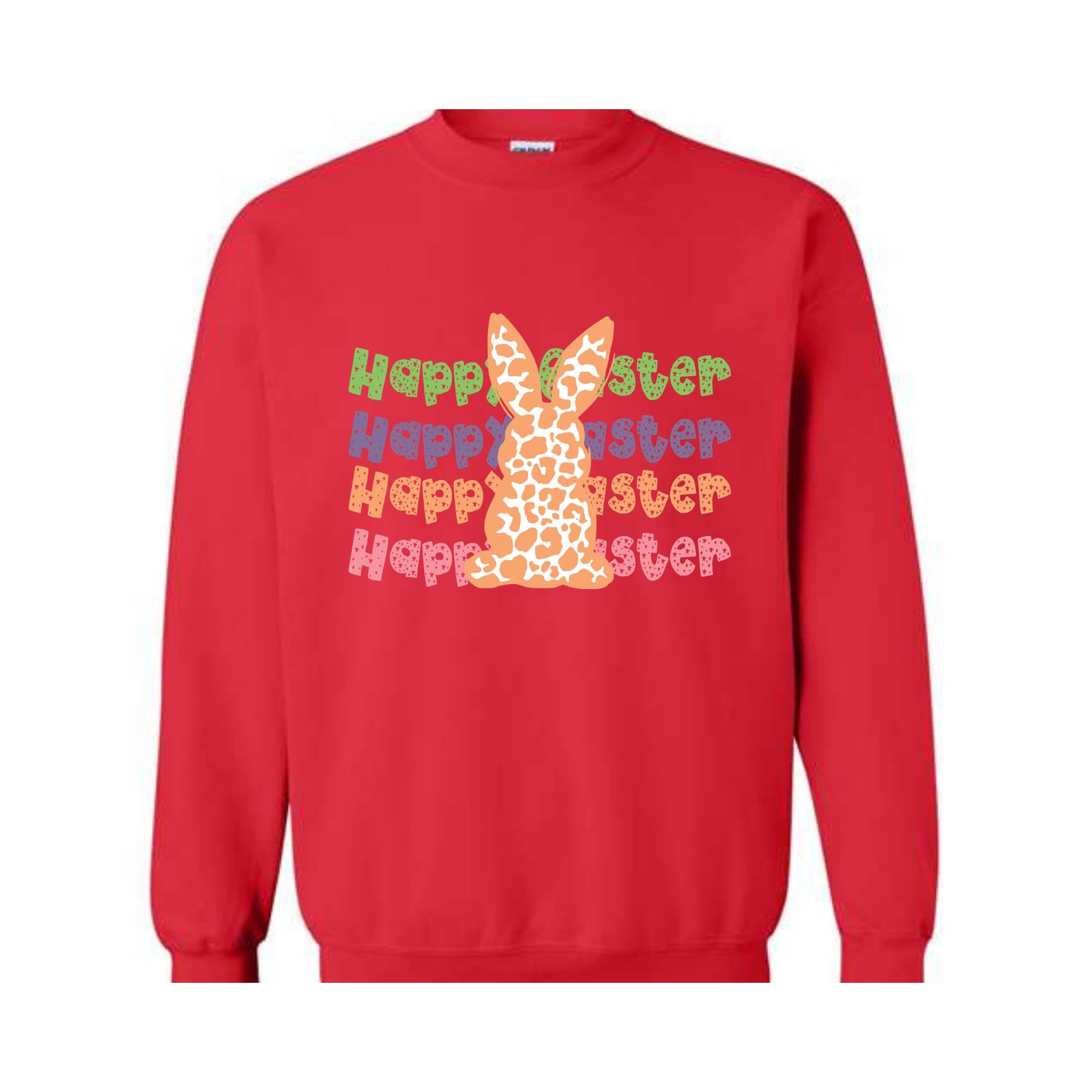 Happy Easter Leopard Print Bunny Sweatshirt, Easter Bunny Hoodie, Cute Bunny Cheetah Print Sweater, Easter Hoodie