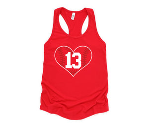 Personalized Heart Baseball Mom Shirt, Custom Baseball Mom Tank, Mom Shirt, Sports Mom Tank Top, Sports Tank