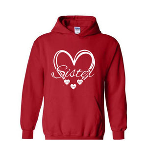 Custom Sisters Sweatshirt, Sisters Heart Sweatshirt, Names In Heart Hoodie, Personalized Sweatshirt, Sister Day Hoodie