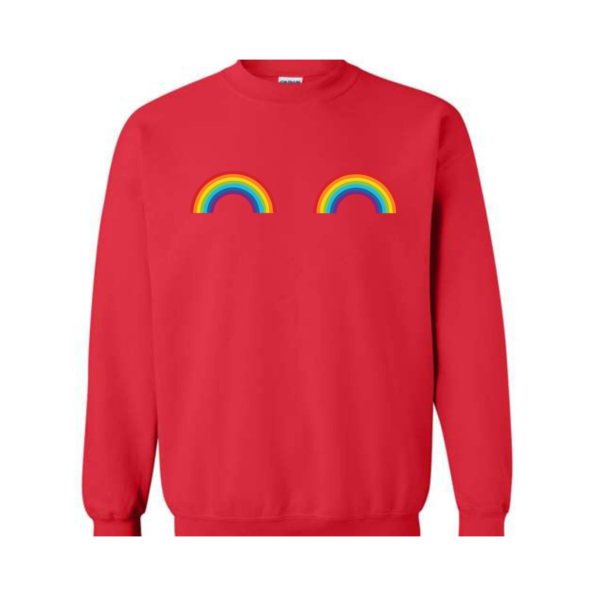 Rainbow boobs Sweatshirt, Cute boobs Crewneck, Breast Boobs Sweatshirt, Free the Nipple Sweatshirt, Gay Pride Sweatshirt, LGBT Crewneck