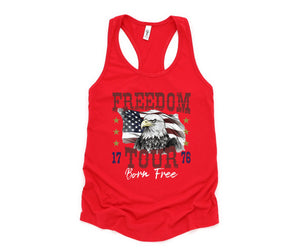 Freedom Tour Born Free Tank Top, USA Tank Top, Independence Day, 4th Of July Tank Top, USA Shirt, Fourth Of July Outfit, Bald Eagle Shirt