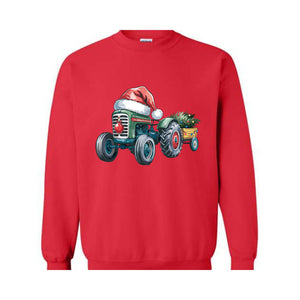 Tractor Christmas Sweatshirt, Christmas Boy Sweater, Santa Kids Shirt