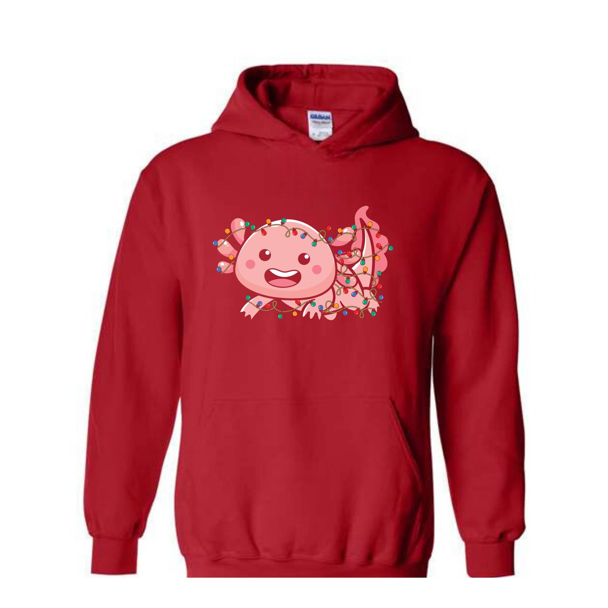 Cute Axolotl Christmas Lights Sweatshirt, Axolotl Lover Sweater, Santa Axolotl Sweatshirt, Axolotl Holiday Sweatshirt