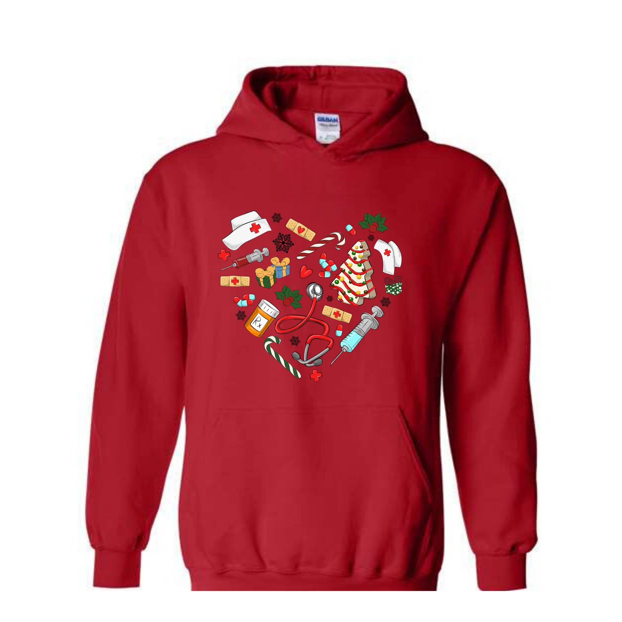 Heart Medical Nurse Christmas Hoodie, Holiday Nurse Hoodie, Christmas Nursing, Santa Nurse Sweater, Nurse Crewneck