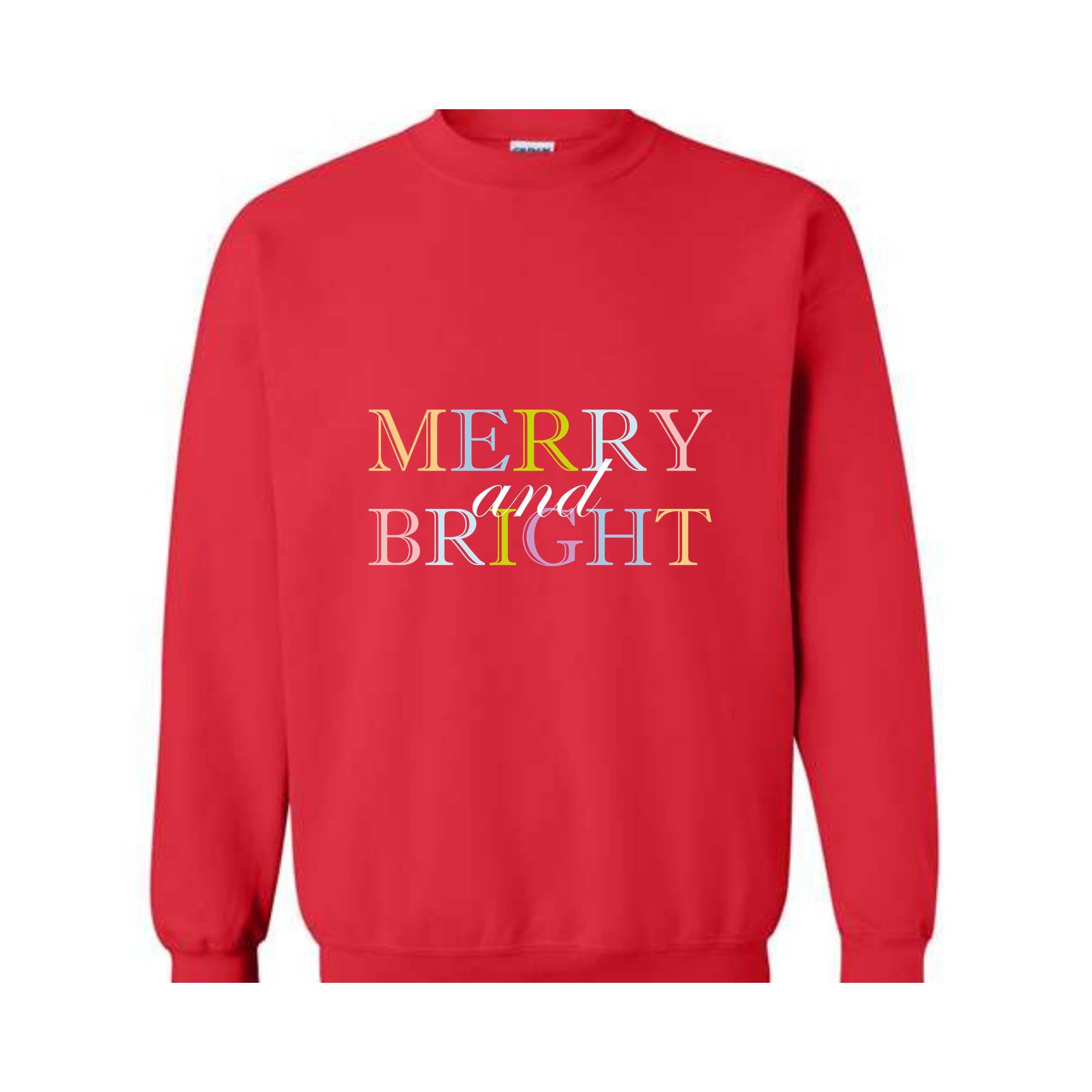 Merry and Bright Sweatshirt, Christmas Sweatshirt, Christmas Sweater, Christmas Pajamas, Holiday Sweatshirt, Xmas Apparel