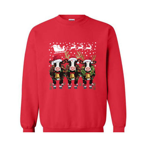 Cow Christmas Lights Ugly Christmas Sweater,Christmas Sweatshirt,Funny Heifers Christmas Shirt,Cow Holiday Sweater Cow Lover Xmas Gift Farm