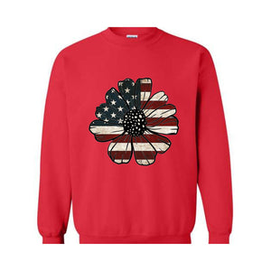 USA Flag Flower Sweatshirt, Independence Day Sweatshirt, 4th Of July Flag Graphic Hoodie, Freedom Sweatshirt, America Sweatshirt