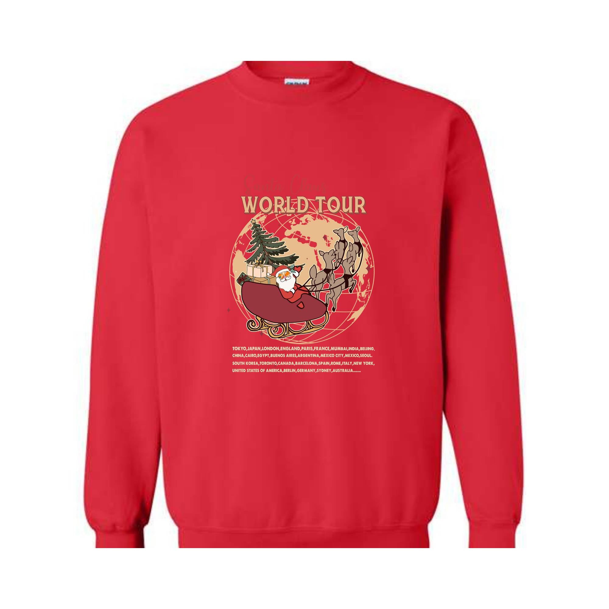 Santa Claus World Tour Sweatshirt, Christmas Sweatshirt, Funny Santa Shirt, Santa Claus Sweatshirt, Christmas Gift