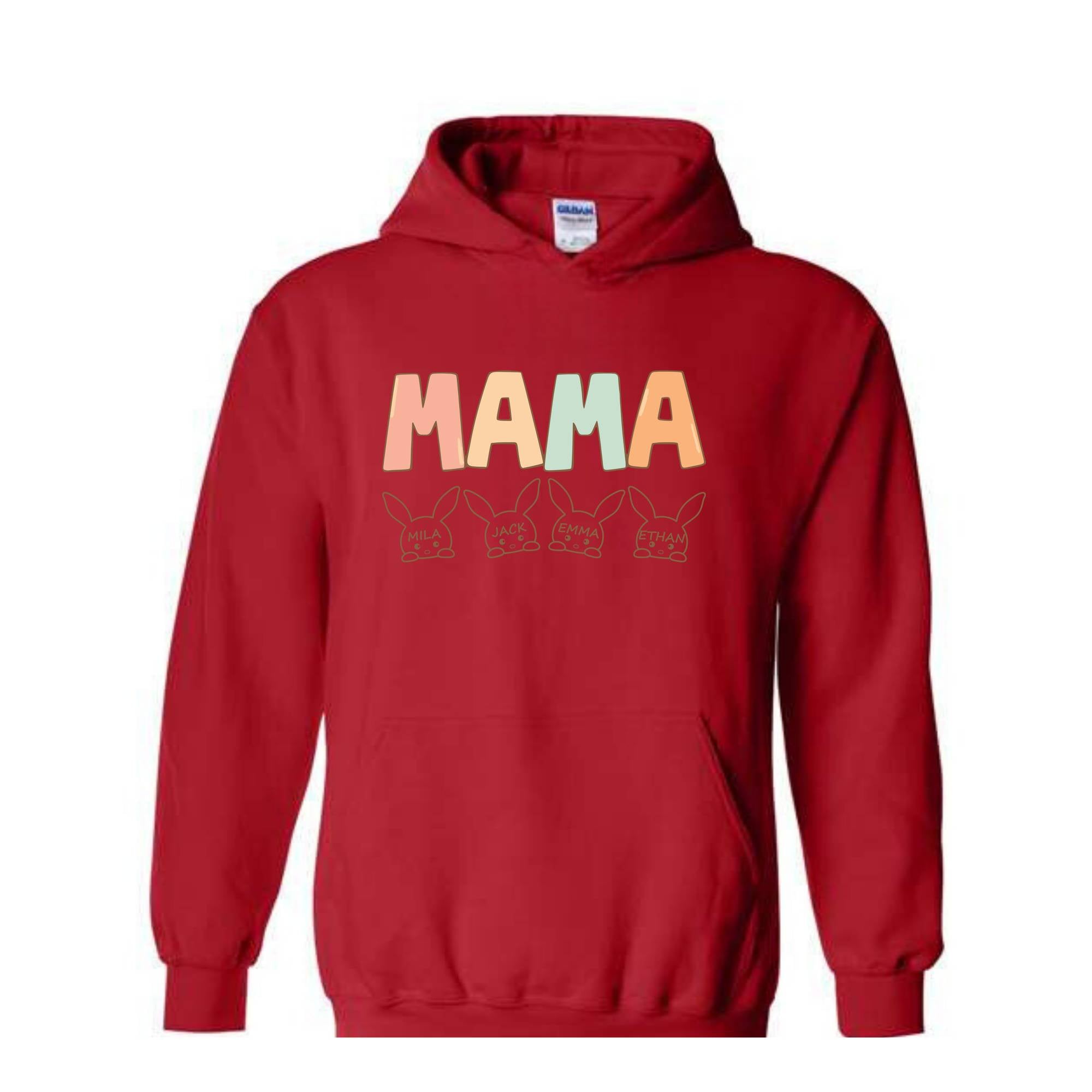 Custom Mama Easter Hoodie , Mama Hoodie With Kids Names, Happy Easter Hoodie , Personalized Easter Day Hoodie