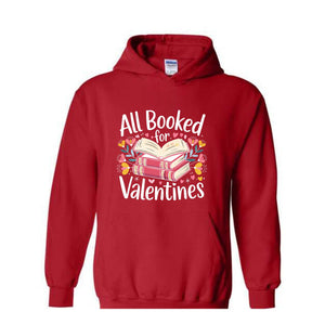 All Booked For Valentine Sweatshirt, Retro Valentine Hoodie, Books And Chocolates Hoodie, Vintage Valentines Hoodie, Cute Mom Hoodie